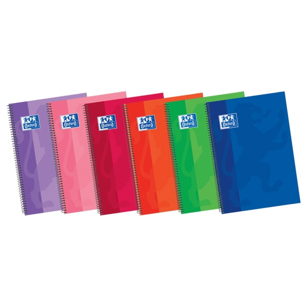Oxford School Classic Write&Erase Fº Cuaderno Espiral - Tapa Extradura Resistente - 1 Linea con Margen - 80 Hojas - Colores Surtidos - Prinkweb