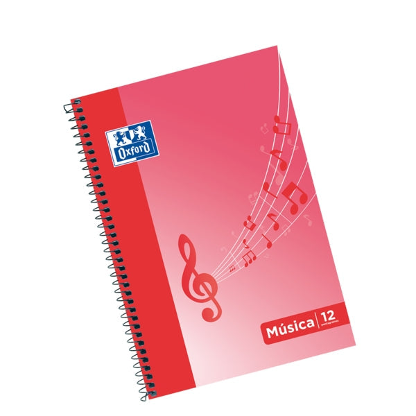 Oxford School Musica Fº Cuaderno Espiral - Tapa Blanda - 12 Pentagramas - Interlineado de 2.5mm - 20 Hojas - Ilustracion en la Tapa - Cantidad: 10 - Prinkweb