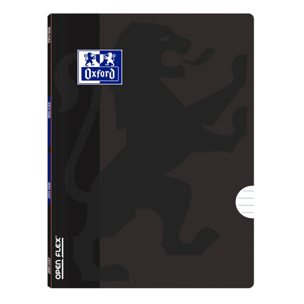 Oxford School Openflex A5 Libreta Grapada - Tapa de Plastico Resistente - 1 Linea con 2 Margenes - 48 Hojas de Papel de Alta Calidad - Color Negro - Prinkweb