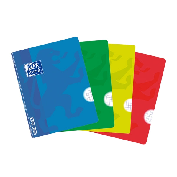 Oxford School Openflex A5 Libreta Grapada - Tapa de Plastico Resistente - 48 Hojas con Cuadricula 5x5 - 2 Margenes para Anotaciones - Colores Surtidos - Cantidad: 10 - Prinkweb