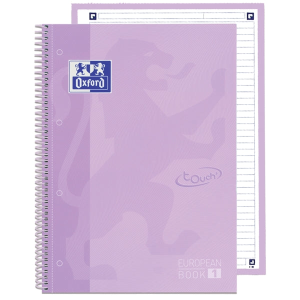 Oxford School Touch Europeanbook 1 Cuaderno A4+ 80 Hojas Microperforadas 1 Linea - Tapa Extradura - Color Malva - Prinkweb
