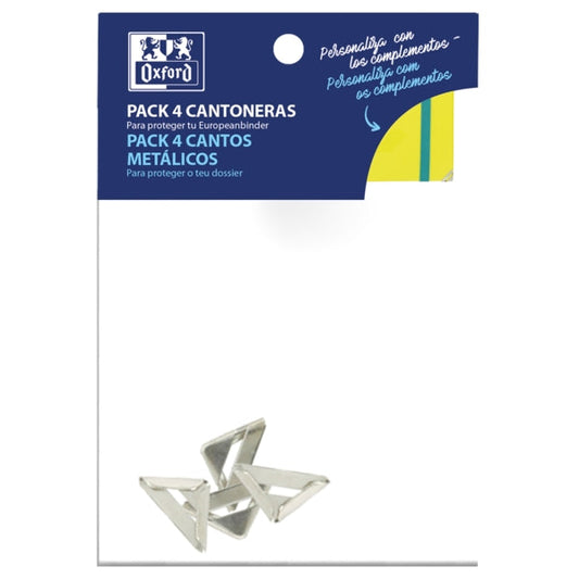 Oxford Pack 4 unidades Cantoneras Metalizadas - Protege las Esquinas de tus Carpetas o Cuadernos - Diseño Elegante y Duradero - Prinkweb