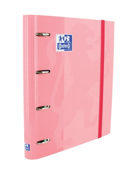 Oxford Europeanbinder Classic A4+ Carpeta de Anillas con Recambio Cuadricula 5x5 - Tapa Extradura - Cierre con Goma Elastica - Color Rosa Chicle - Prinkweb