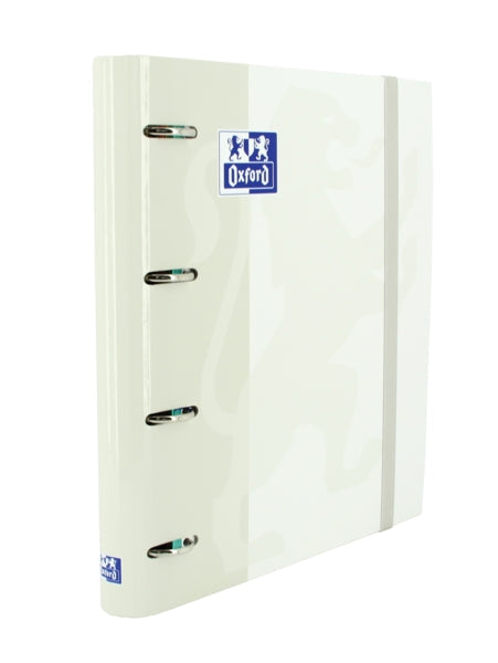 Oxford Europeanbinder Classic A4+ Carpeta de Anillas con Recambio Cuadricula 5x5 - Tapa Extradura - Cierre con Goma Elastica - Color Blanco - Prinkweb