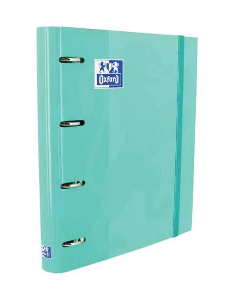 Oxford Europeanbinder Classic A4+ Carpeta de Anillas con Recambio Cuadricula 5x5 - Tapa Extradura - Cierre con Goma Elastica - Color Ice Mint - Prinkweb