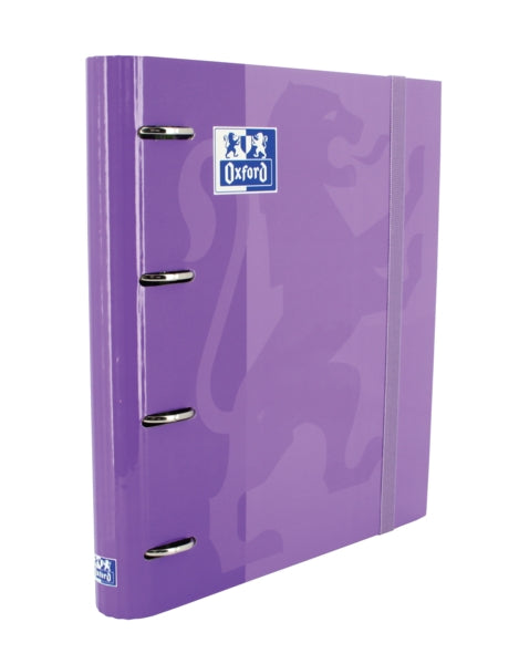 Oxford Europeanbinder Classic A4+ Carpeta de Anillas con Recambio Cuadricula 5x5 - Tapa Extradura - Cierre con Goma Elastica - Color Malva - Prinkweb