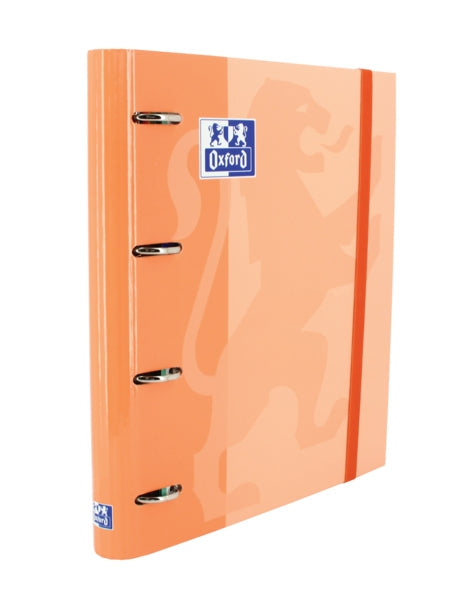 Oxford Europeanbinder Classic A4+ Carpeta de Anillas con Recambio Cuadricula 5x5 - Tapa Extradura - Cierre con Goma Elastica - Color Melocoton - Prinkweb