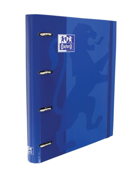 Oxford Europeanbinder Classic A4+ Carpeta de Anillas con Recambio Cuadricula 5x5 - Tapa Extradura - Cierre con Goma Elastica - Color Azul Marino - Prinkweb