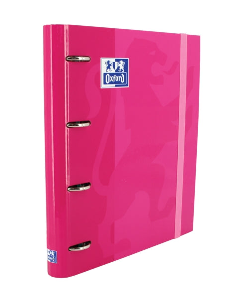 Oxford Europeanbinder Classic A4+ Carpeta de Anillas con Recambio Cuadricula 5x5 - Tapa Extradura - Cierre con Goma Elastica - Color Fucsia - Prinkweb