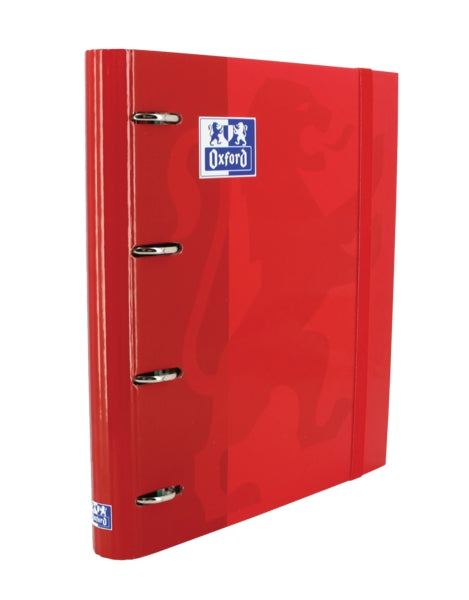 Oxford Europeanbinder Classic A4+ Carpeta de Anillas con Recambio Cuadricula 5x5 - Tapa Extradura - Cierre con Goma Elastica - Color Rojo - Prinkweb