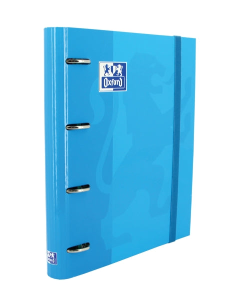 Oxford Europeanbinder Classic A4+ Carpeta de Anillas con Recambio Cuadricula 5x5 - Tapa Extradura - Cierre con Goma Elastica - Color Turquesa - Prinkweb