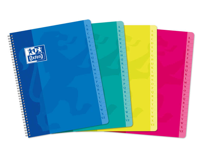 Oxford Classic A5+ Cuaderno con Espiral Tapa Blanda - 90 Hojas - Cuadricula 5x5 - Colores Surtidos - Prinkweb