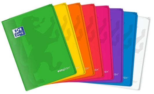 Oxford Easybook A4 Libreta Grapada - Tapa de Plastico Resistente - 1 Linea con 2 Margenes - 48 Hojas de Papel de Alta Calidad - Cantidad: 10 - Prinkweb