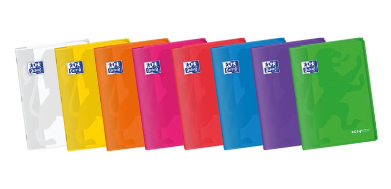 Oxford Easybook A4 Libreta Grapada - Tapa de Plastico Resistente - 48 Hojas con Margen - Cuadricula 4x4 - Colores Surtidos - Cantidad: 10 - Prinkweb