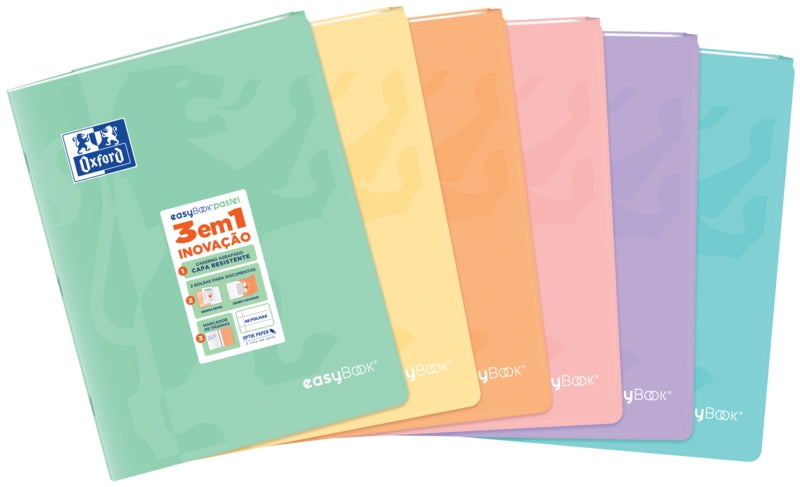 Oxford Easybook A5 Libreta Grapada - Tapa de Plastico Resistente - 1 Linea con 2 Margenes - 48 Hojas de Papel Pastel - Ideal para Tomar Notas y Apuntes - Cantidad: 10 - Prinkweb