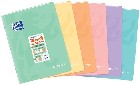 Oxford Easybook A5 Libreta Grapada - Tapa de Plastico Resistente - 1 Linea con 2 Margenes - 48 Hojas de Papel Pastel - Ideal para Tomar Notas y Apuntes - Cantidad: 10 - Prinkweb