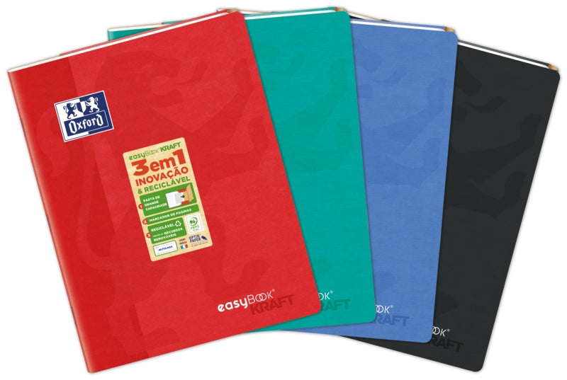 Oxford Easybook Kraft A4 - Tapa Blanda - Libreta Grapada - 1 Linea con 2 Margenes - 48 Hojas - Colores Surtidos - Cantidad: 10 - Prinkweb
