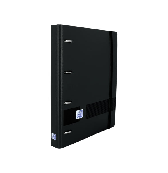 Oxford Europeanbinder Live&Go A5+ con Recambio Dots - Tapa Plastico Superresistente - Anillas 4x25mm - Cierre con Goma Elastica - Color Negro - Prinkweb
