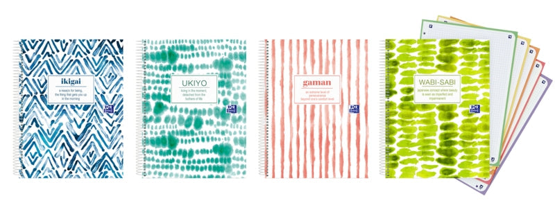 Oxford Japandi A4+ Europeanbook 5 Tapa Extradura - Cuaderno con 120 Hojas - Tamaño A4+ - 5x5 Cuadricula - 4 Modelos Disponibles - Cantidad: 5 - Prinkweb