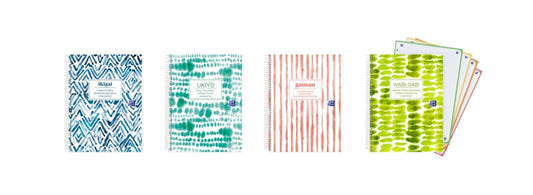 Oxford Japandi A5+ Europeanbook 4 Tapa Extradura - Cuaderno con 120 Hojas - Tamaño A5+ - 4 Modelos Diferentes - Cantidad: 5 - Prinkweb