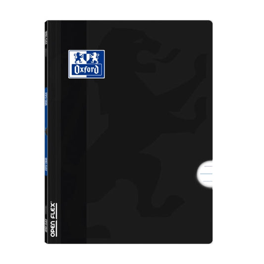 Oxford Libreta Grapada Openflex A4 - Tapa de Plastico Resistente - Grapada para Mayor Durabilidad - 1 Linea con Margen para Escribir Ordenadamente - 48 Hojas de Papel de Alta Calidad - Color Negro - Cantidad: 10 - Prinkweb