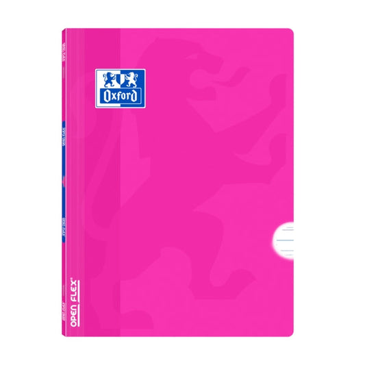 Oxford Libreta Grapada Openflex A4 - Tapa de Plastico Resistente - Grapada para Mayor Durabilidad - Pauta 3.5 con Margen para Ordenar tus Notas - 48 Hojas de Papel de Alta Calidad - Color Fucsia - Cantidad: 10 - Prinkweb