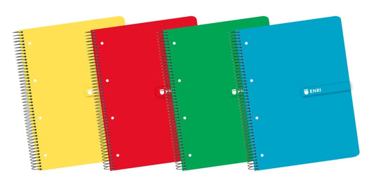 Enri A4+ Europeanbook - Tapa Dura Resistente - Espiral de Alta Calidad - 120 Hojas de Papel Cuadriculado 5x5 - Colores Surtidos