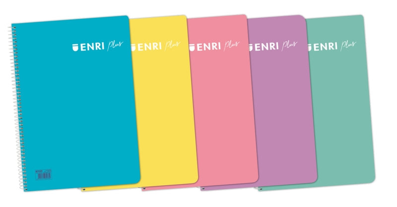 Enri Plus 4º Cuaderno Espiral 4x4 - Tapa de Plastico - 80 Hojas 90gr - Colores Surtidos - Cantidad: 5 - Prinkweb