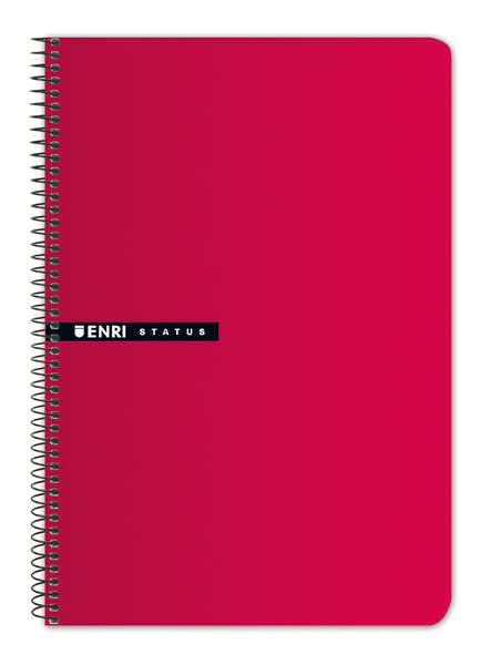 Enri Status 4º Tapa Dura Cuaderno Espiral 4x4 con Margen 100 Hojas Rojo - Cuaderno de Tapa Dura - Cuadriculado 4x4 con Margen - 100 Hojas de Alta Calidad - Color Rojo - Prinkweb