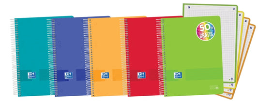 Oxford Live & Go A5+ Europeanbook - Tapa de Plastico - 120 Hojas - Colores Surtidos - Cantidad: 5 - Prinkweb