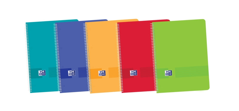 Oxford Live & Go Europeanbook A4+ - Tapa de Plastico - 1 Linea 2 Margenes - 80 Hojas - Colores Surtidos - Cantidad: 5 - Prinkweb