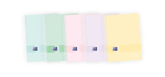 Oxford Live & Go Europeanbook A4+ - Tapa de Plastico - 8 Colores Pastel - 160 Hojas - Organizacion y Estilo en un Solo Producto - Cantidad: 5 - Prinkweb