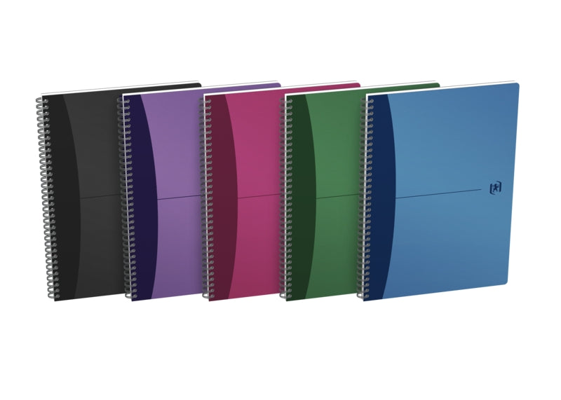 Oxford Office Urban Mix A4 Cuaderno Espiral - Tapa de Plastico Resistente - 90 Hojas Cuadriculadas 5x5 - Colores Surtidos - Prinkweb