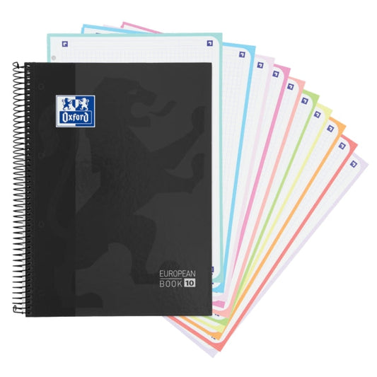 Oxford School Classic A4+ Tapa Extradura Europeanbook - 10 5x5 - 150 Hojas - Color Negro - Cantidad: 5 - Prinkweb