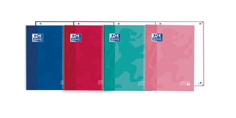Oxford School Classic A5+ Europeanbook - Tapa Extradura - 80 Hojas - Colores Surtidos - Cantidad: 5 - Prinkweb