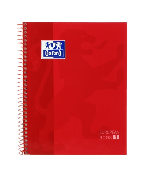 Oxford School Classic A5+ Europeanbook - Tapa Extradura - Cuadricula 5x5 - 80 Hojas - Color Rojo - Cantidad: 5 - Prinkweb