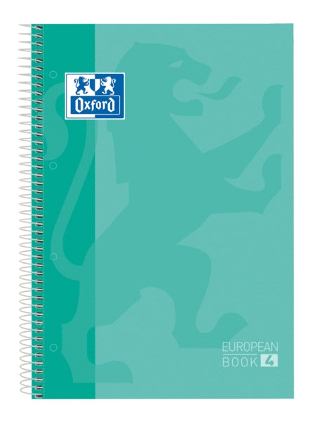 Oxford School Classic A5+ Europeanbook - Tapa Extradura Resistente - 50% mas Hojas Gratis - Cuadricula 5x5 - 120 Hojas - Color Ice Mint - Cantidad: 5 - Prinkweb