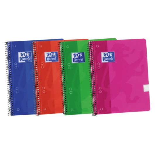 Oxford School Classic A5+ Europeanbook Spiralflex - Tapa de Plastico Resistente - 1 Linea por Pagina - 50 Hojas - Colores Surtidos - Cantidad: 10 - Prinkweb