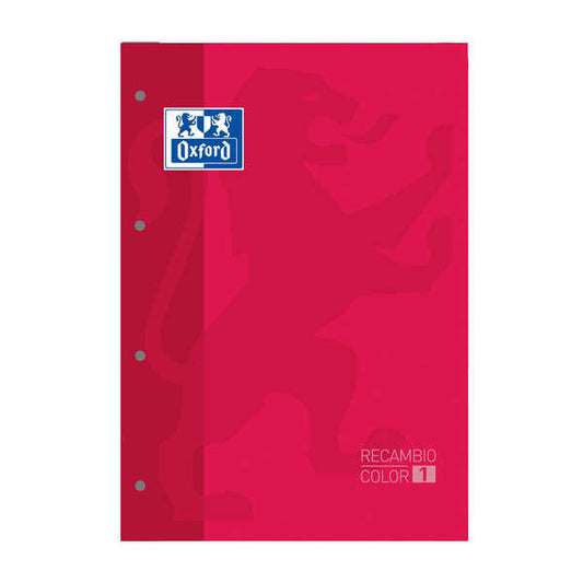 Oxford School Classic Cuaderno de Recambio - Tamaño A4 - Tapa Blanda - Encolado - 80 Hojas - Cuadricula 5x5 - Color Rojo - Cantidad: 5 - Prinkweb