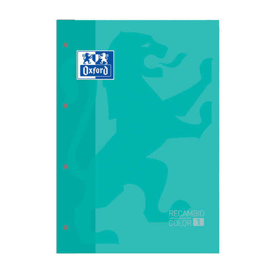 Oxford School Classic Cuaderno de Recambio - Tamaño A4 - Tapa Blanda - Encolado - Cuadricula 5x5 - 80 Hojas - Color Ice Mint - Cantidad: 5 - Prinkweb