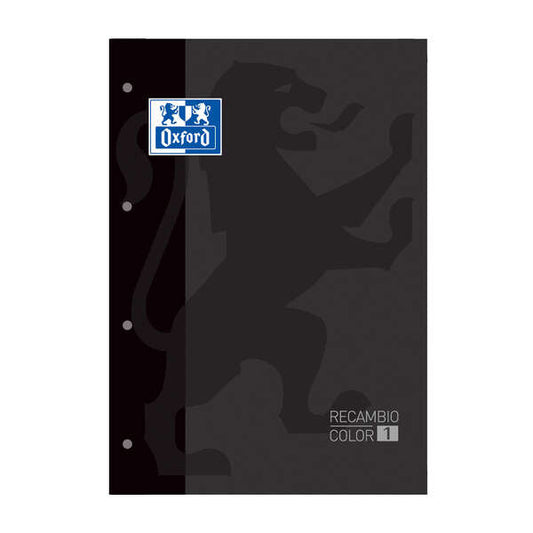 Oxford School Classic Cuaderno de Recambio - Tamaño A4 - Tapa Blanda - Encolado - Cuadricula 5x5 - 80 Hojas - Color Negro - Cantidad: 5 - Prinkweb