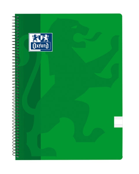 Oxford School Classic Cuaderno Espiral Tapa de Plastico Folio - Pauta 2.5 con Margen - 80 Hojas - Color Verde - Cantidad: 5 - Prinkweb