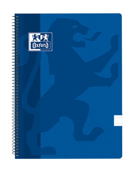 Oxford School Classic Cuaderno Espiral Tapa de Plastico Folio - Pauta 3.5 con Margen - 80 Hojas - Color Azul Marino - Cantidad: 5 - Prinkweb