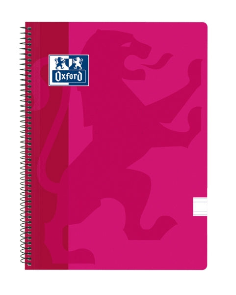 Oxford School Classic Cuaderno Espiral Tapa de Plastico Folio - Pauta 3.5 con Margen - 80 Hojas - Color Fucsia - Cantidad: 5 - Prinkweb
