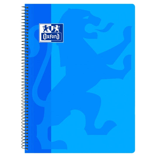 Oxford School Classic Cuaderno Espiral Tapa de Plastico Folio 4x4 - 80 Hojas - Color Turquesa - Cantidad: 5 - Prinkweb