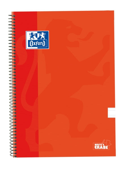 Oxford School Classic Cuaderno Espiral Tapa Extradura Write&Erase - Pauta 3.5mm con Margen - 80 Hojas - Color Naranja - Cantidad: 5 - Prinkweb