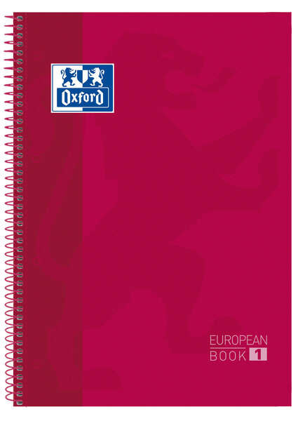 Oxford School Classic Europeanbook 1 A4+ Tapa Extradura - Tamaño A4+ - Tapa Resistente Extradura - 80 Hojas - Color Rojo - Cantidad: 5 - Prinkweb