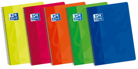 Oxford School Classic Fº Cuaderno Espiral Tapa Blanda 4x4 - 80 Hojas - Colores Vivos - Margen 4x4 - Ideal para Estudiantes
