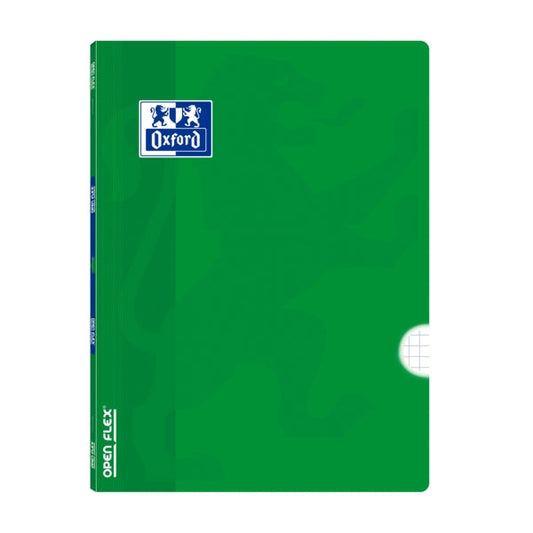 Oxford School Classic Openflex A4 - Tapa de Plastico Resistente - Libreta Grapada 4x4 con Margen - 48 Hojas de Papel de Alta Calidad - Color Verde - Prinkweb