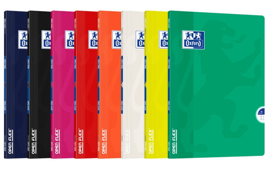 Oxford School Classic Openflex A4 - Tapa de Plastico Resistente - Libreta Grapada 5x5 con Margen - 48 Hojas de Papel de Alta Calidad - Colores Surtidos - Cantidad: 10 - Prinkweb